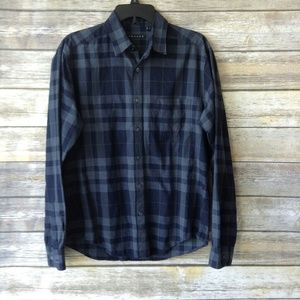 Theory  blue plaid button down men's shirt L